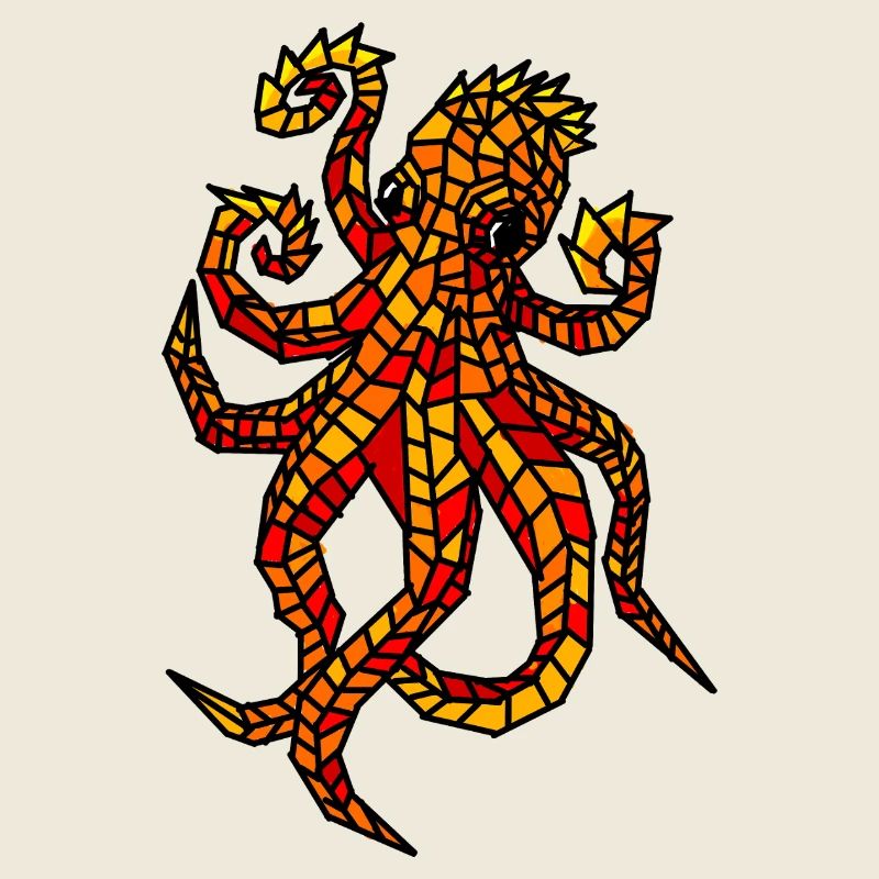Feuriges Mosaik-Oktopus-Design