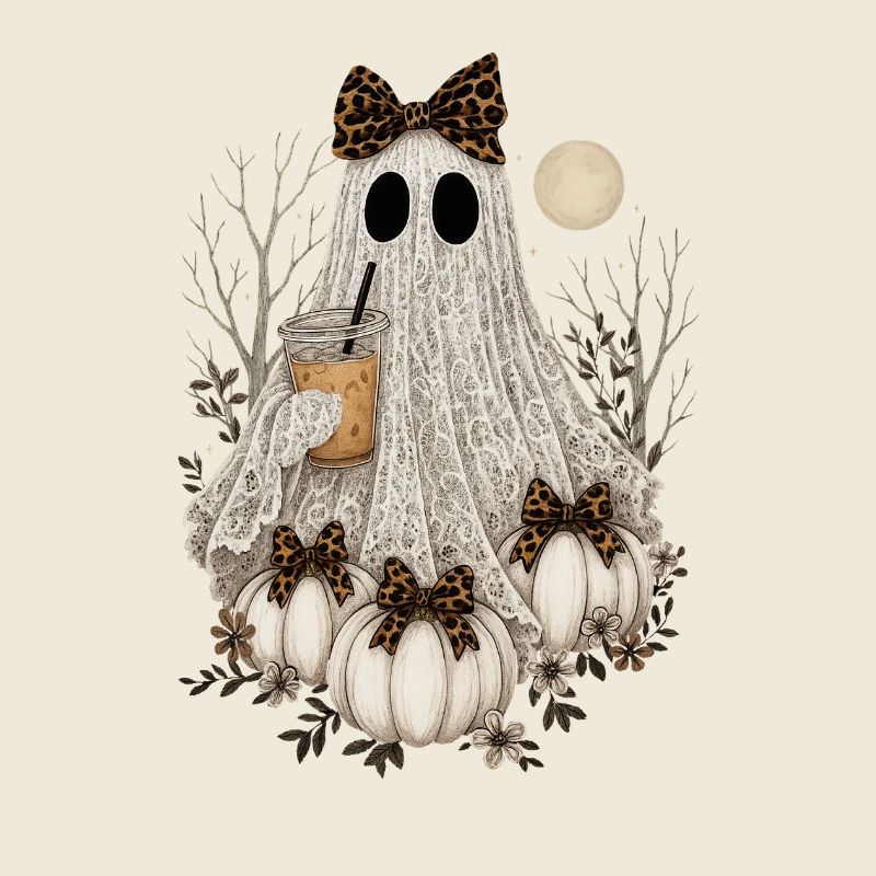 Süßer Spitzengeist, Halloween-Geist, Kürbis, Kaffee