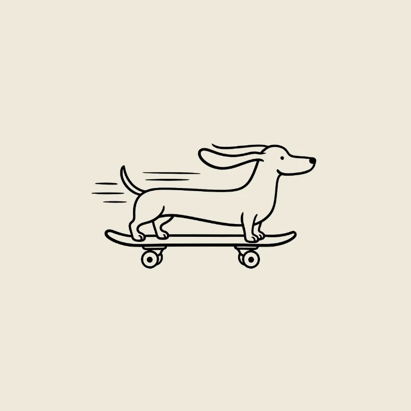 Dackel Dachshund Skateboard Line Art