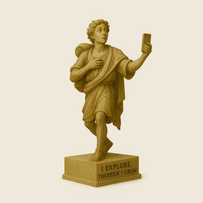 Moderne Skulptur mit Smartphone-Motiv
