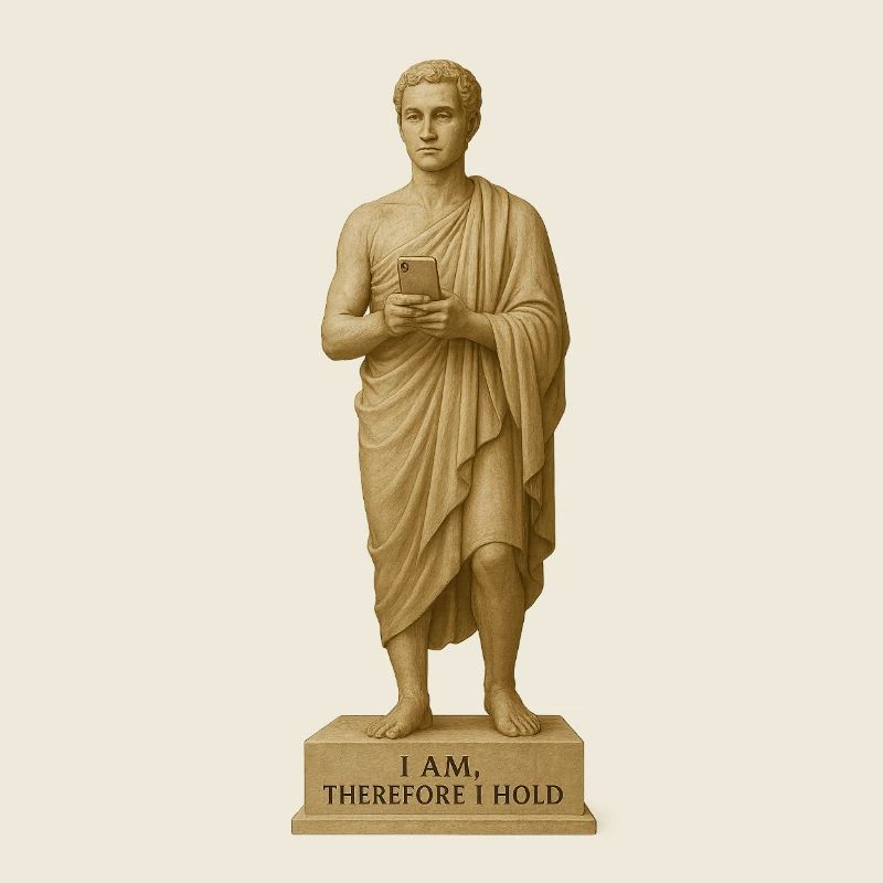 Antike Statue mit Smartphone Motiv