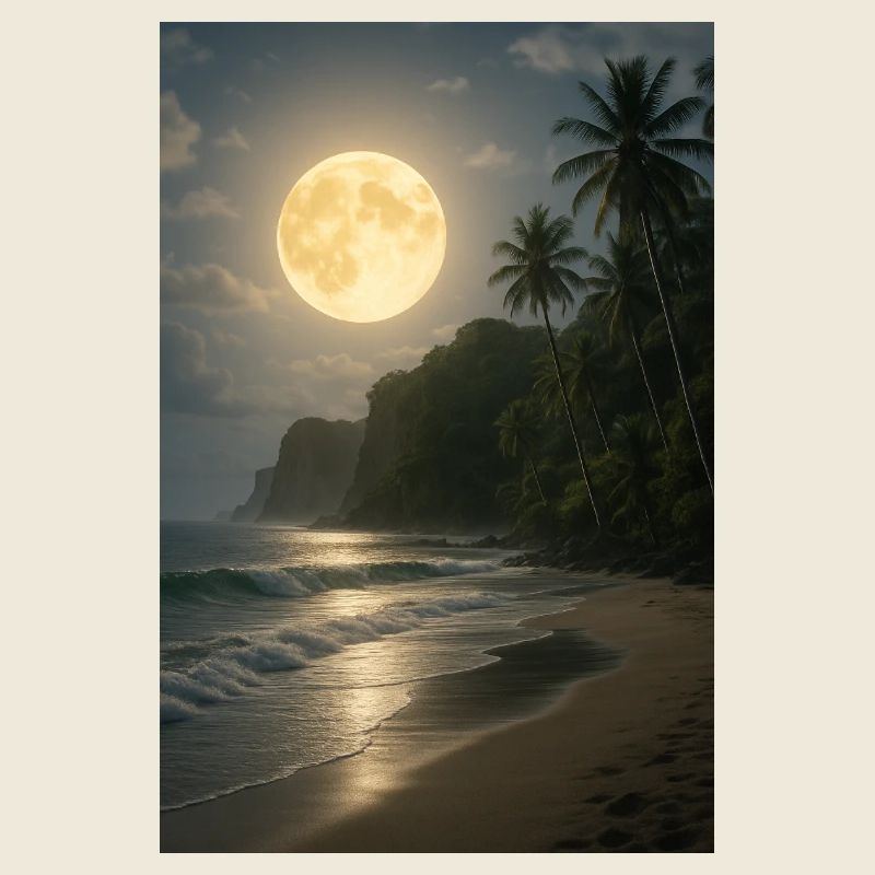Moonlight over tropical beach