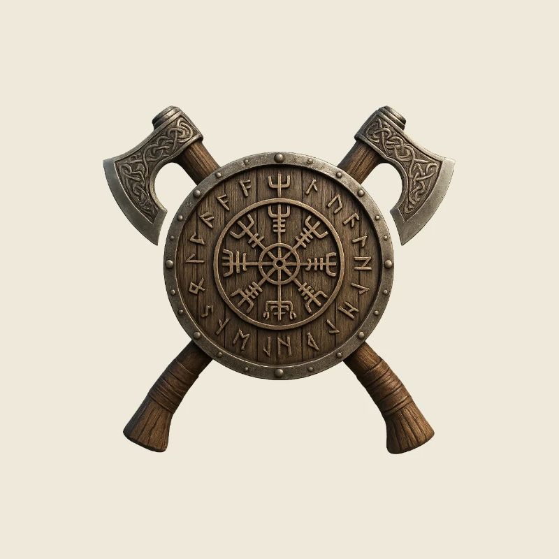 Bouclier viking avec couronne runique