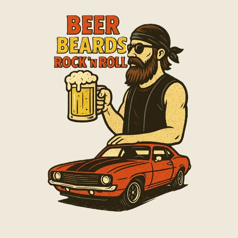 Beer Beard Rock n Roll Design