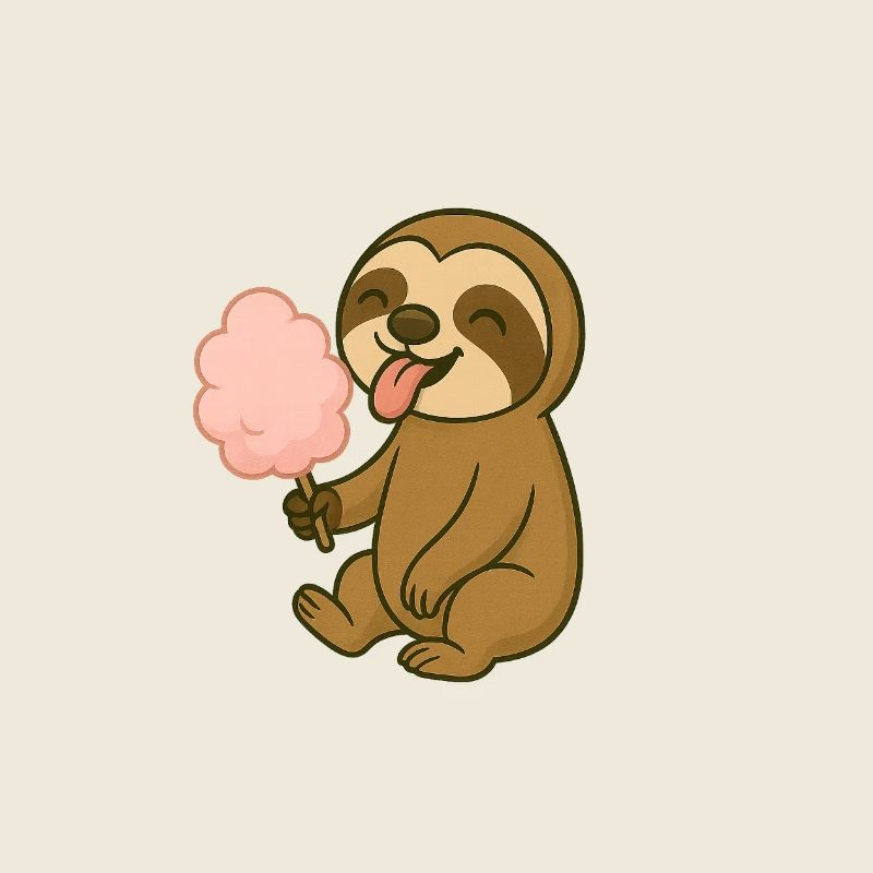 Cute sloth with cotton candy