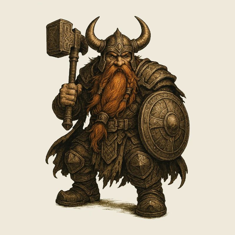 Dwarf with helmet and hammer