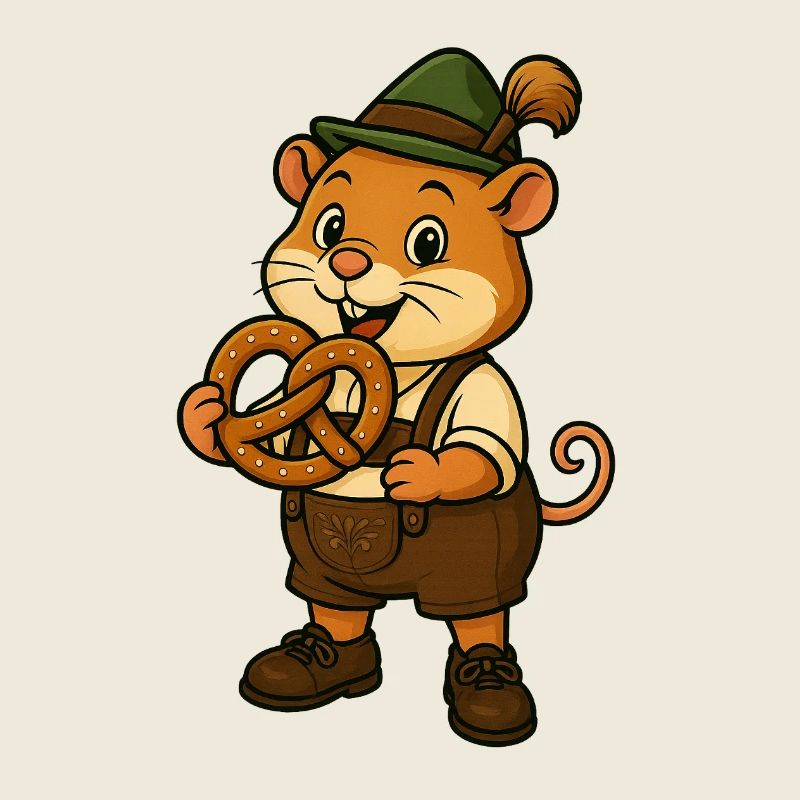 Hamster en costume traditionnel avec bretzels