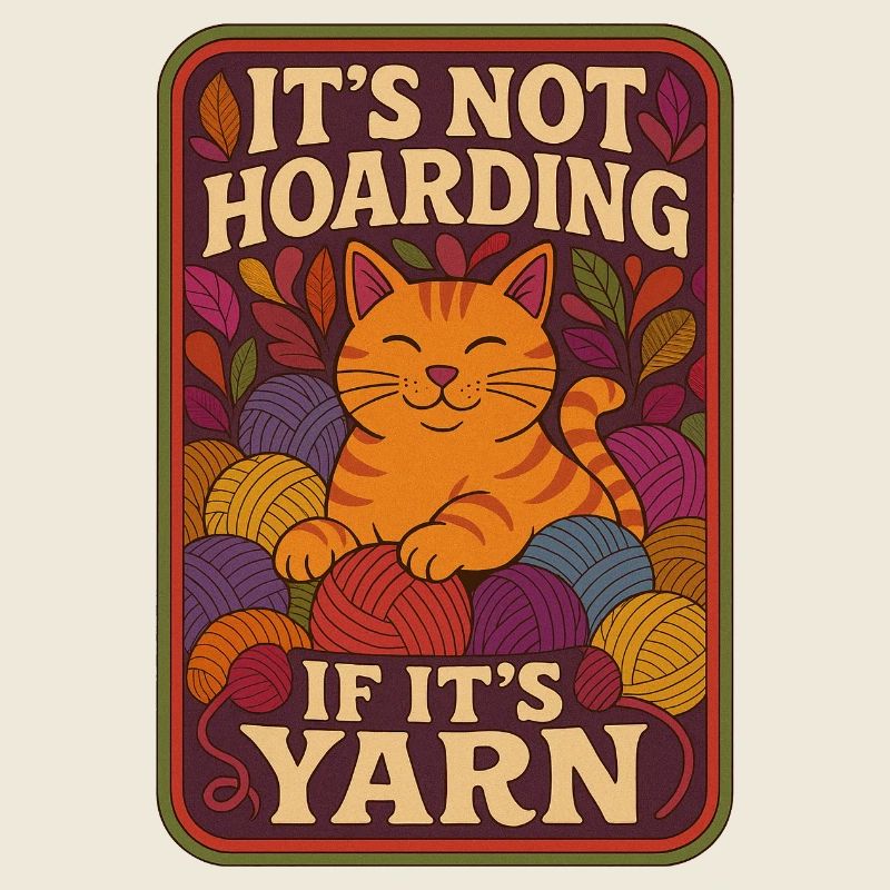 Hoarding Yarn Cat Illustration