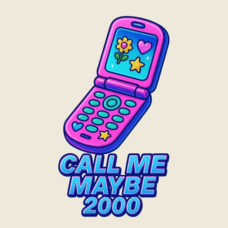 Retro Flip Phone with Heart and Star