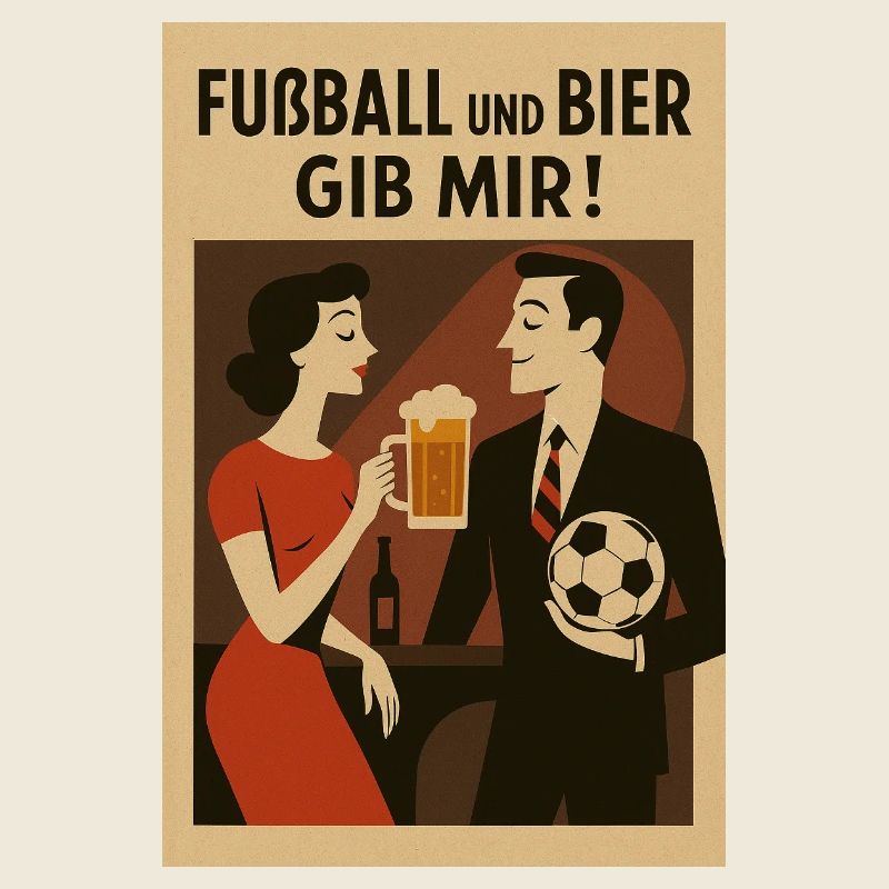 Farbiger Fußball und Biergeist Druckdesign