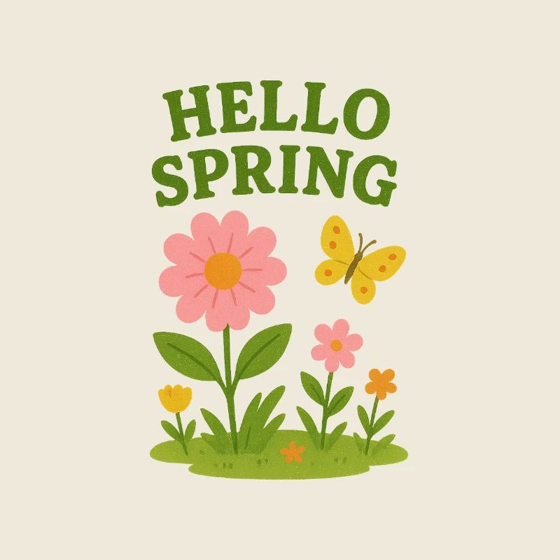 Réveil printanier avec des fleurs et un papillon