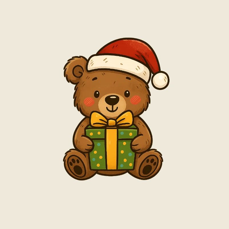 Cute teddy bear with Christmas hat