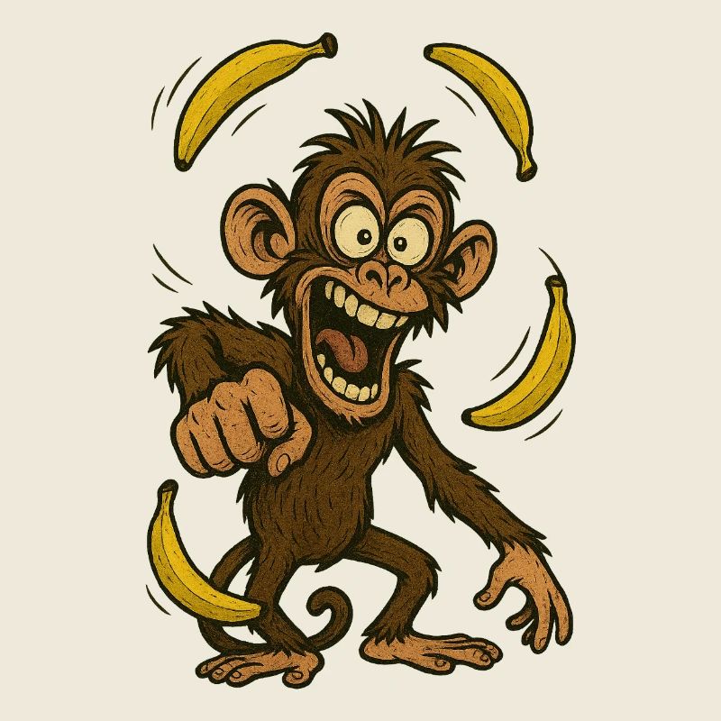 Singe turbulent avec motif banane