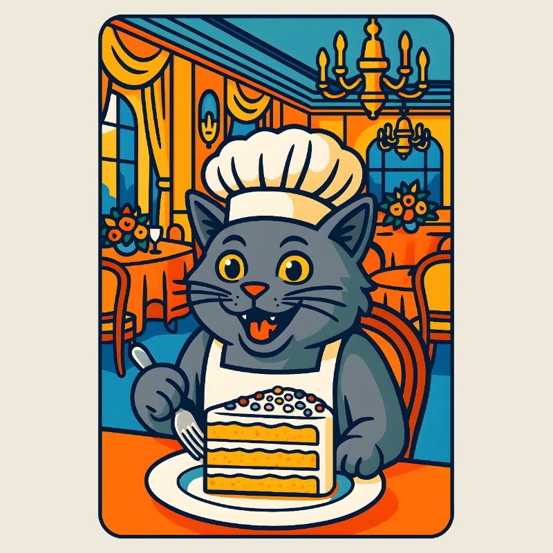 Illustration de chat cuisinier, j'adore cuisiner avec des chats