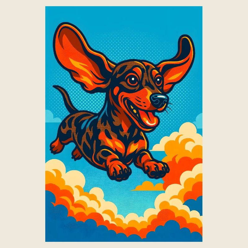 Lebendige fliegende Dackelillustration