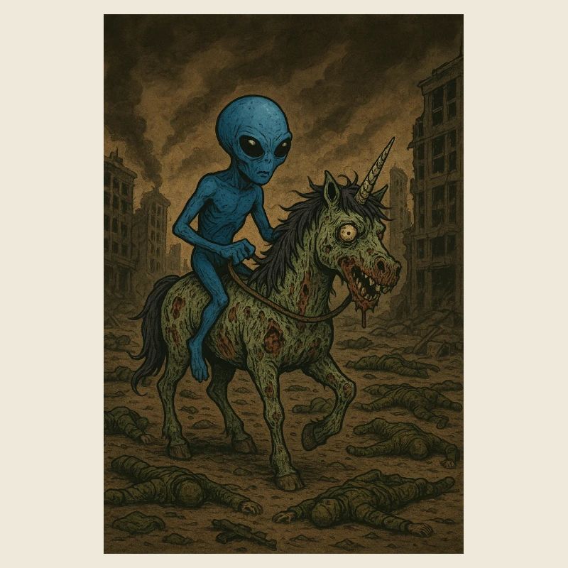 Alien on Zombie Unicorn