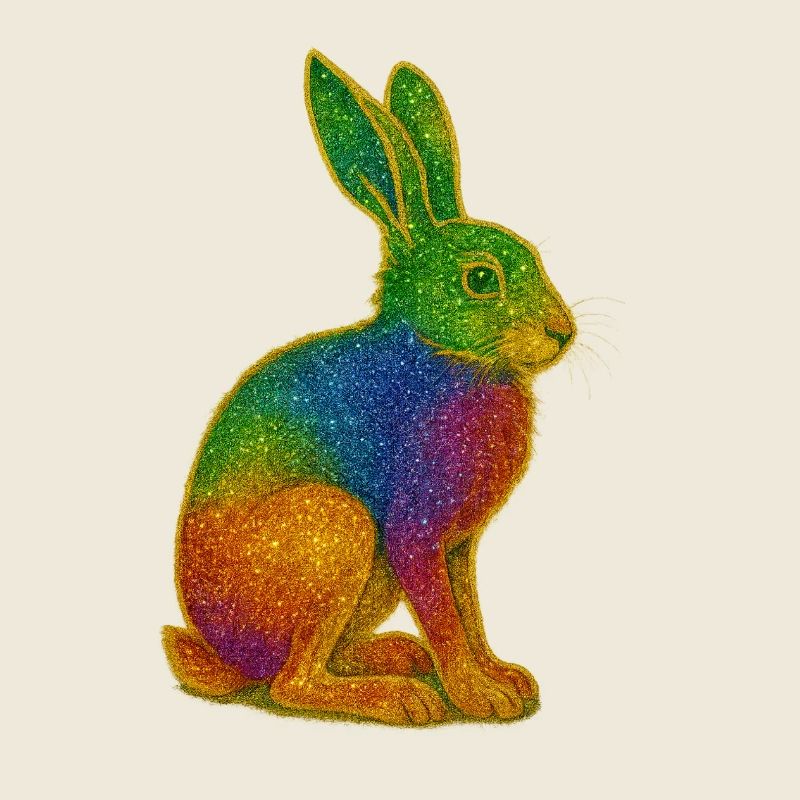 Regenbogen Hase mit Glitzereffekt