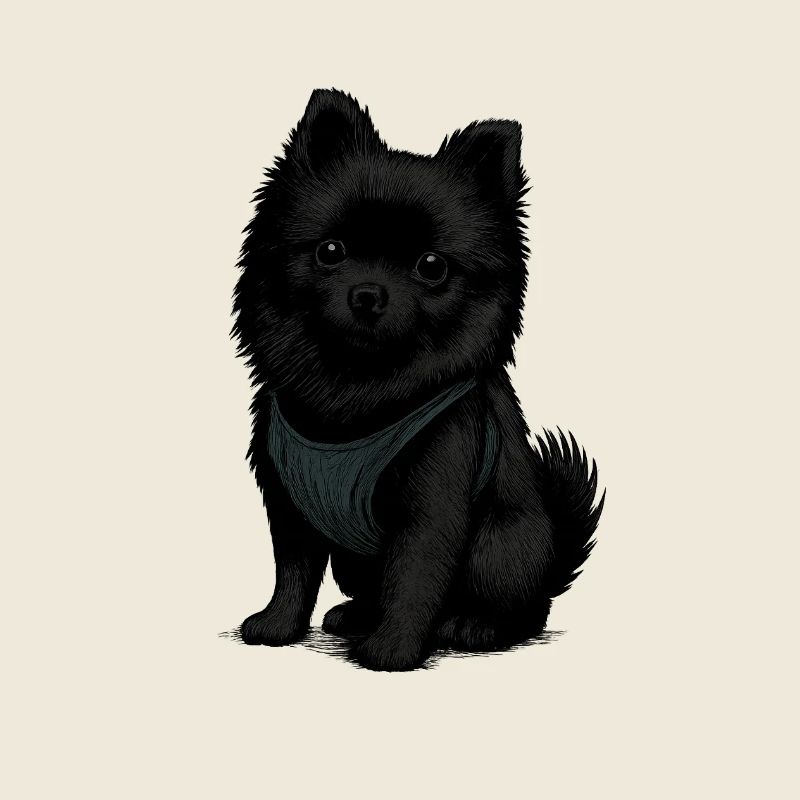 Black Spitz Dog with Sweetness Look