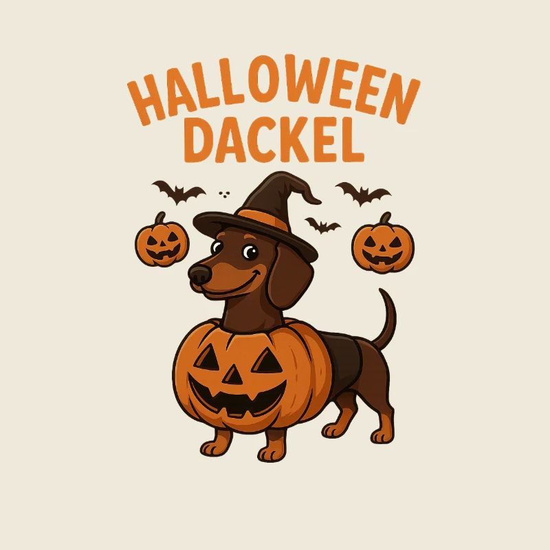 Teckel d’Halloween avec motif citrouille