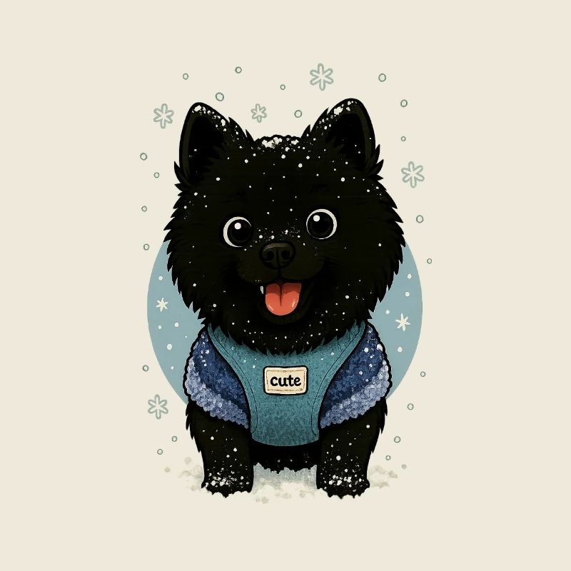 Süßer Spitz Karikatur mit Schnee