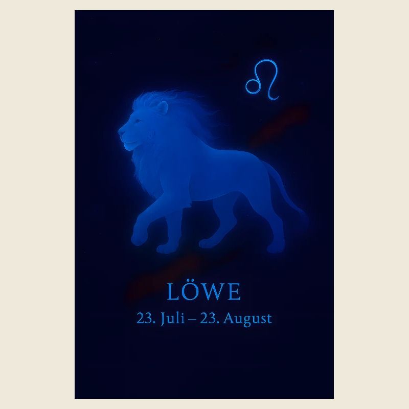 Signe du zodiaque Lion : 23 juillet – 22 août, design néon