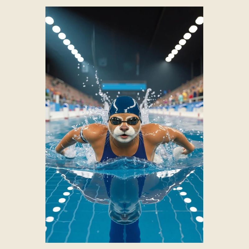Loutre humanoïde dans la piscine