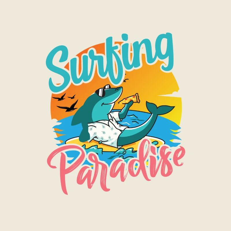 Motif de vacances Requin Surfeur