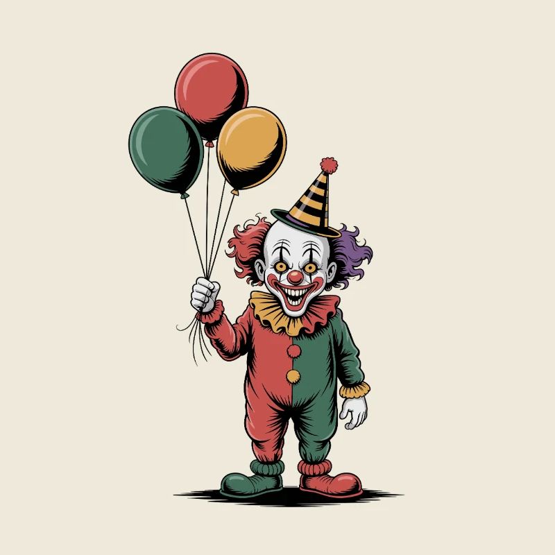 Clown effrayant avec des ballons