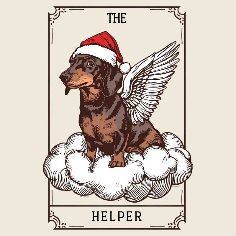 Carte de tarot de Noël – Teckel « L'Aide »
