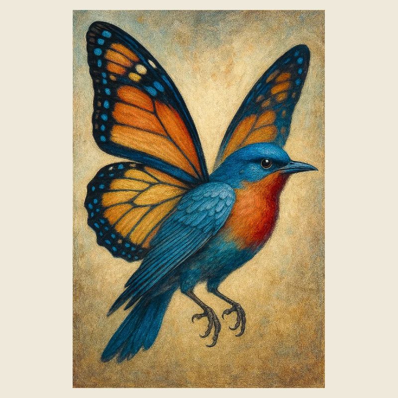 Oiseau volant avec des ailes de papillon