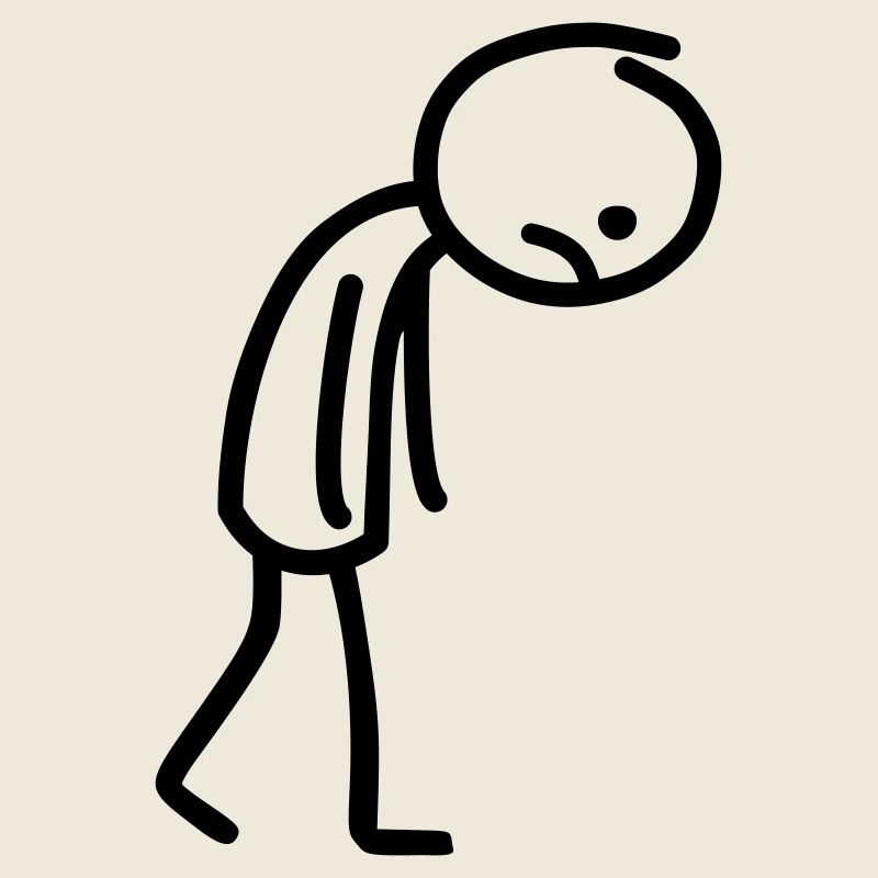 Stick figure sad stickman line drawing