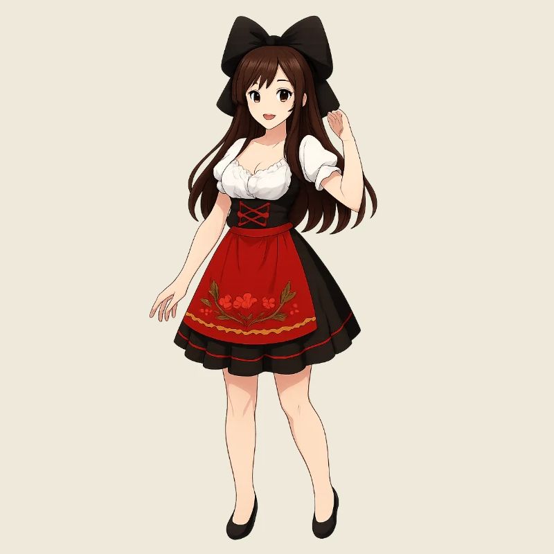 Alsacienne manga en robe traditionnelle