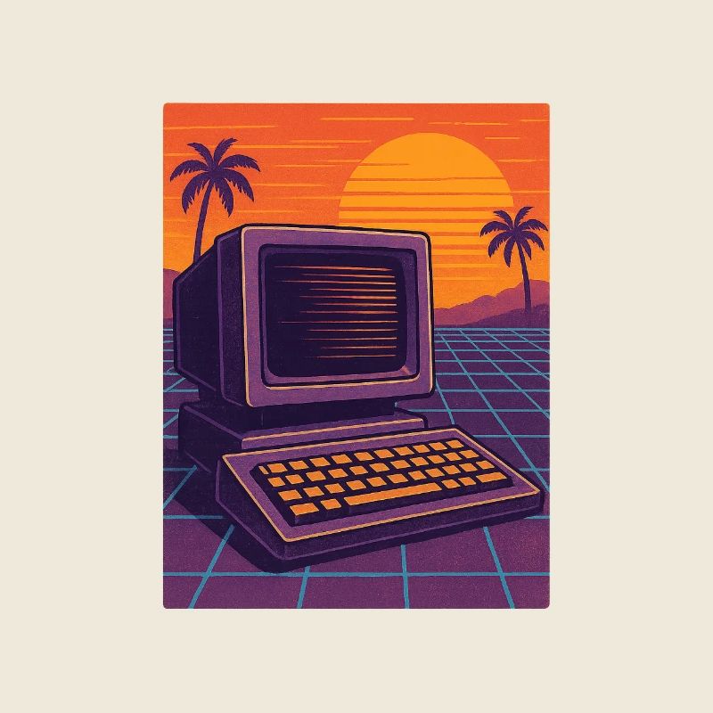 Esthétique rétro futuriste du coucher de soleil