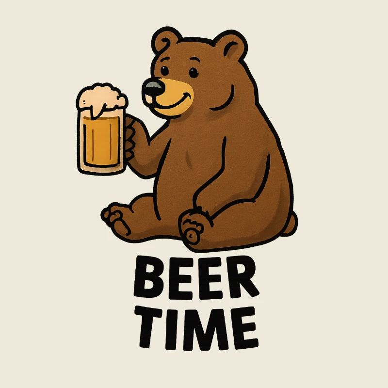 Bear with beer glass illustration