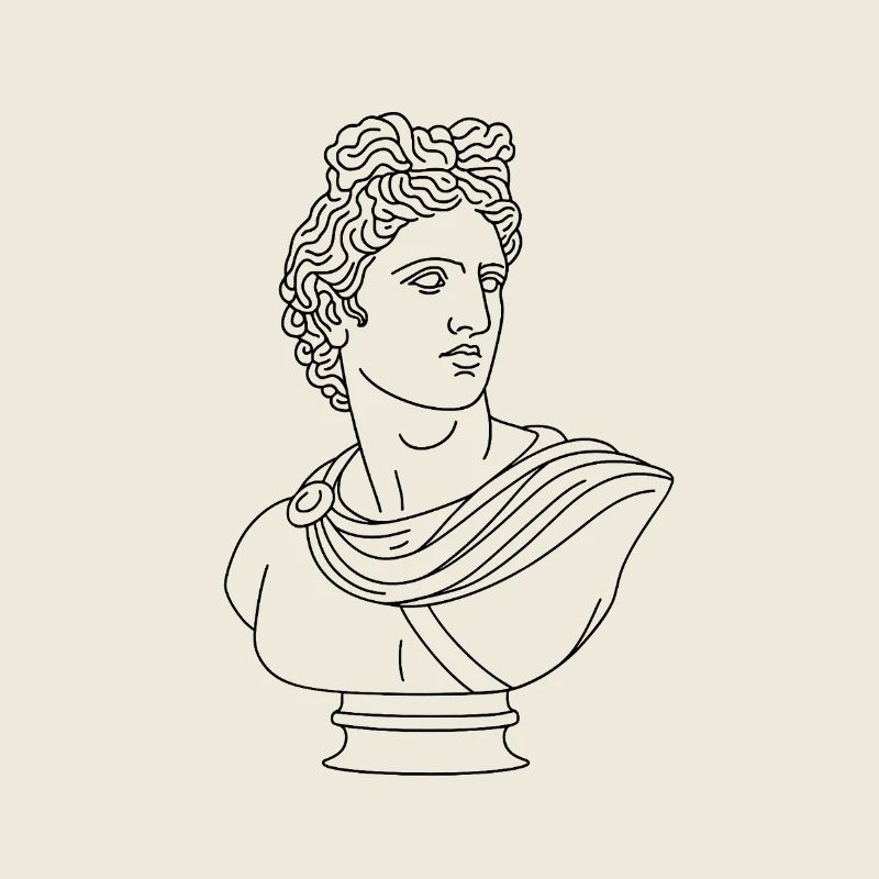 Stylized Apollo Bust | Minimalist illustration