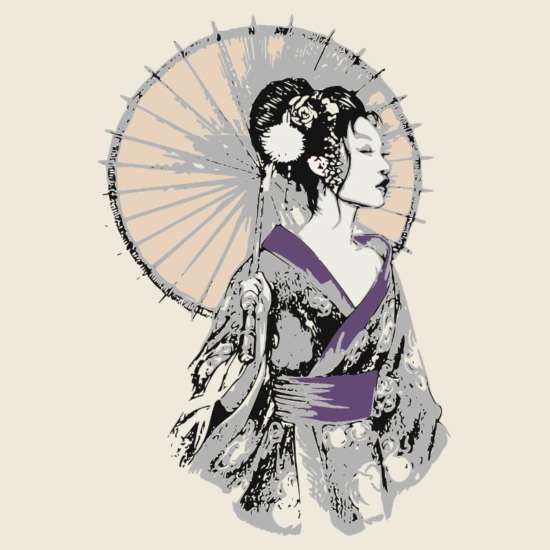 Élégance Geisha avec parasol