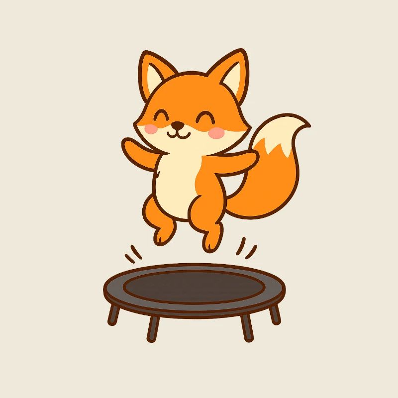 Renard mignon sur trampoline