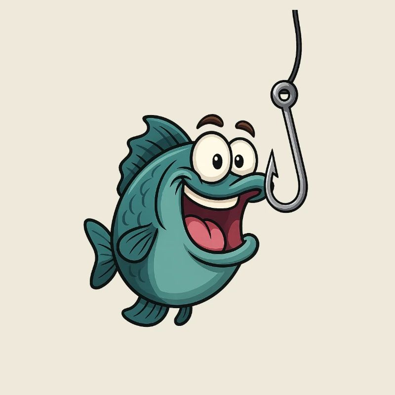 Cartoon fish with hook