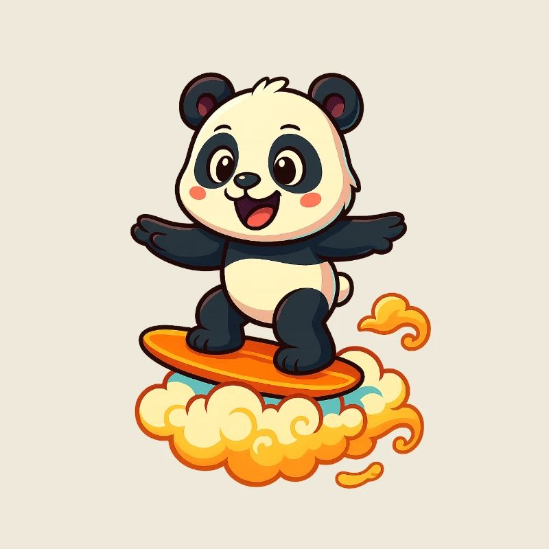 Panda Surfer dessin animé Design