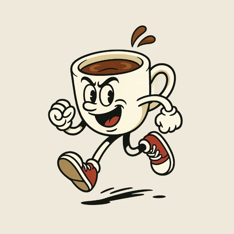 Lebendige Kaffeetasse Laufdesign