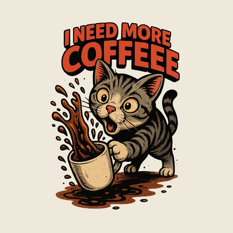 Envie de café chat dessin animé-Chat de café frénésie