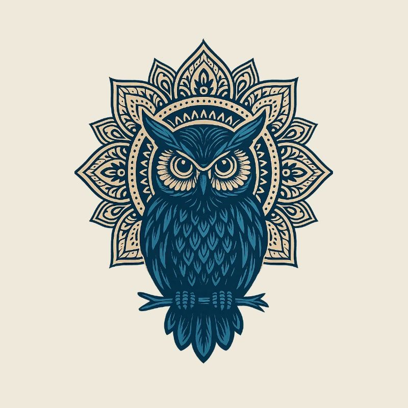 Blauer Eulen Mandala