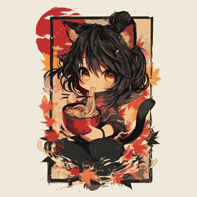 Katzenmädchen Ramen Herbst
