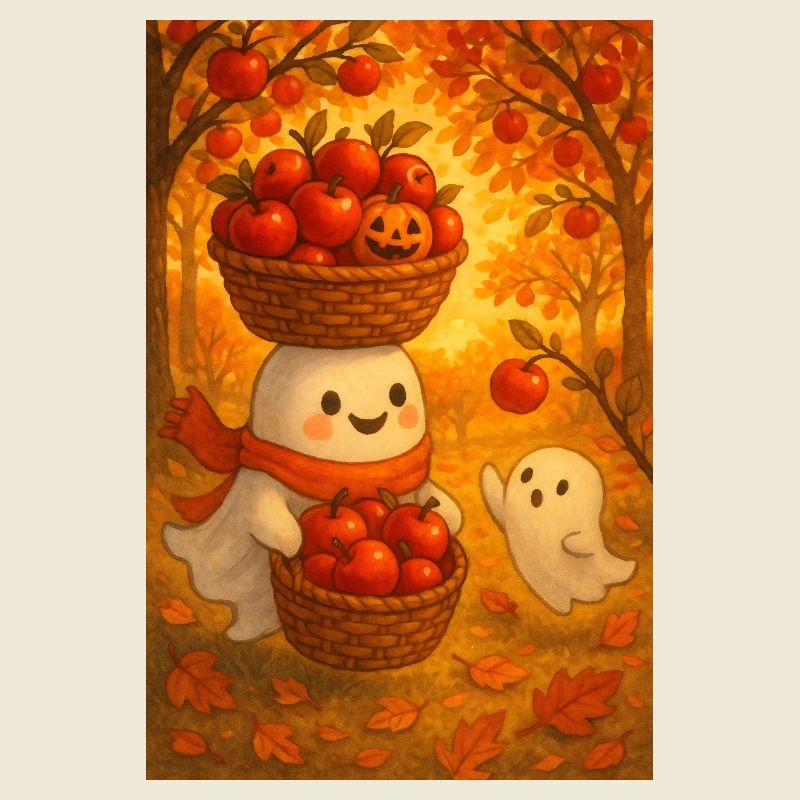 Fantômes d’Halloween à la récolte des pommes