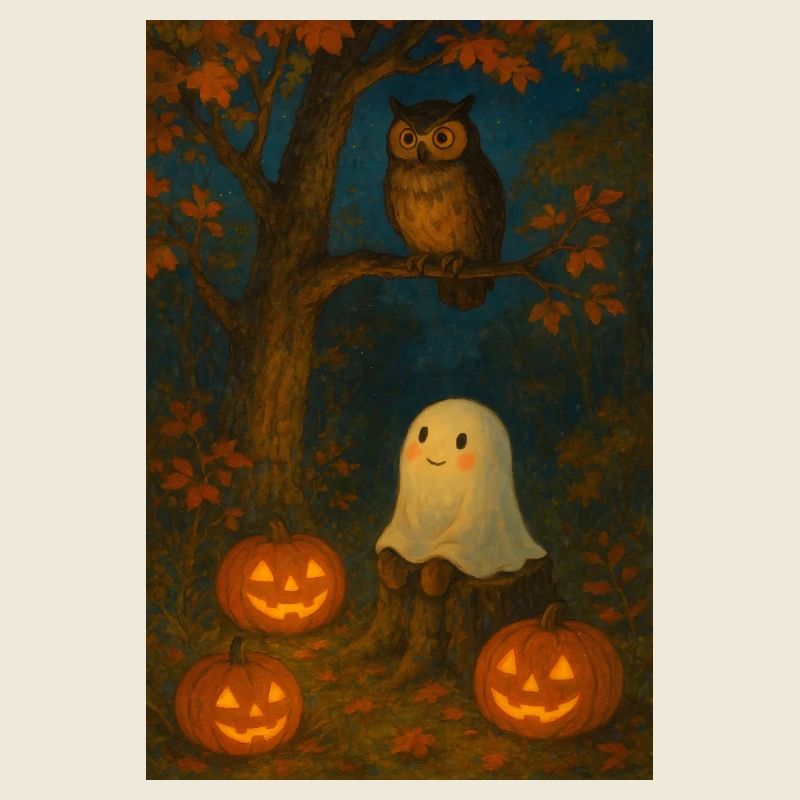 Gespenst und Eule im Herbst