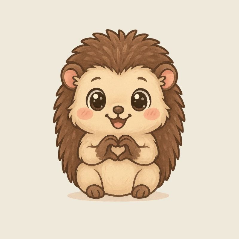 Cute hedgehog with heart hands