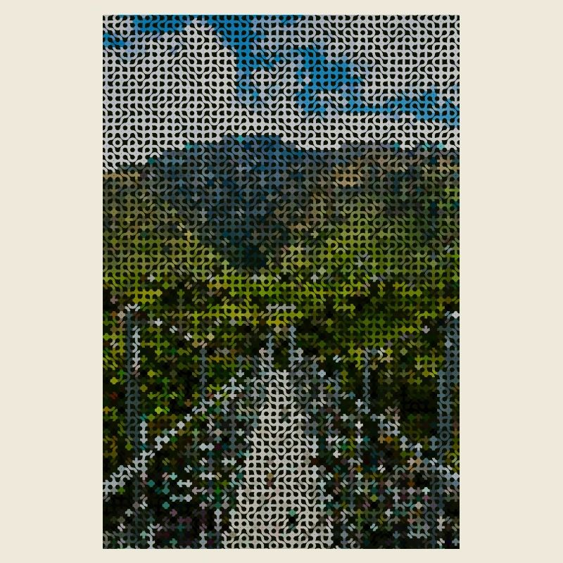 Grid landscape mountain river