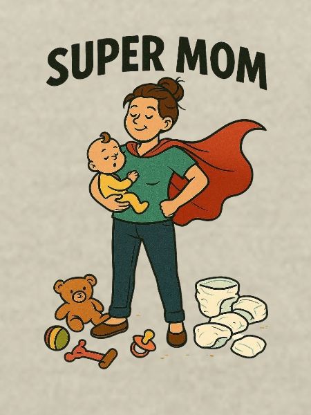 Super Mama Held mit Kind Cape