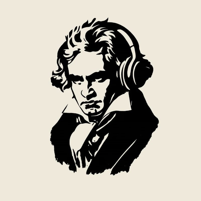 Ludwig van Beethoven avec des écouteurs