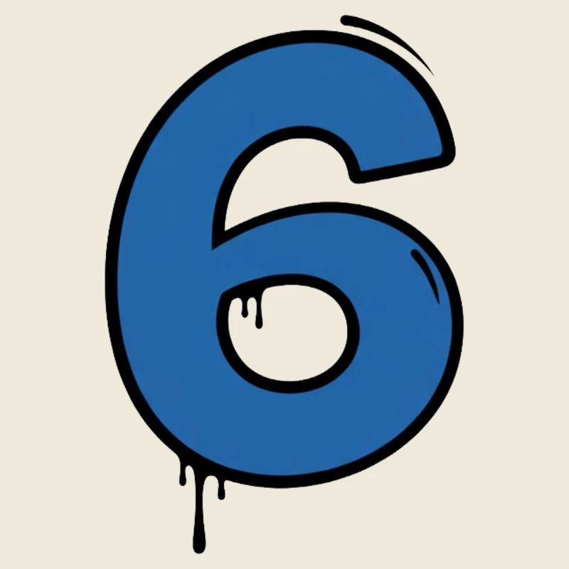 Graffiti Digit 6 Bleu
